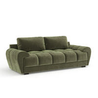 3-SITZER SOFA Peebles Olivenfarbe Samtstoff - Schwarz/Olivgrün, Holz/Holzwerkstoff (244/90/101cm) - Maison de Reve