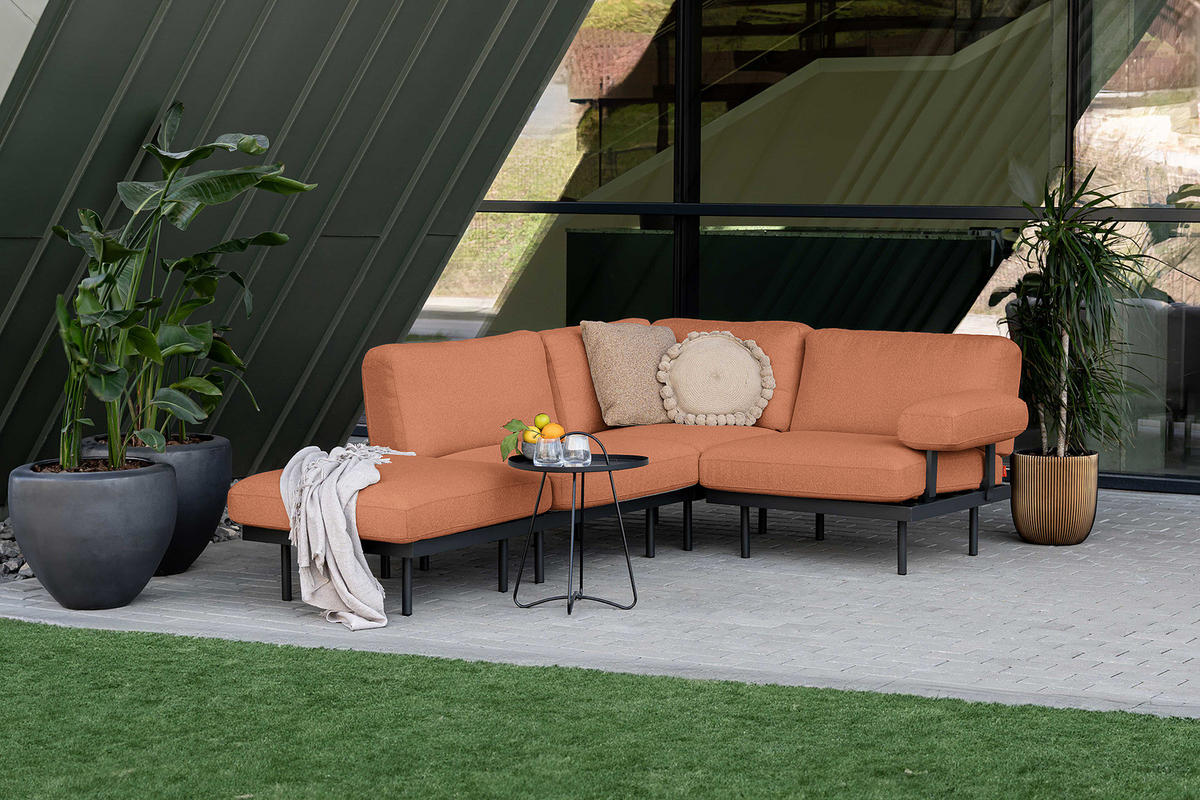 OUTDOOR-ECKSOFA - Rosa, Textil/Metall (186/80/186cm) - home24