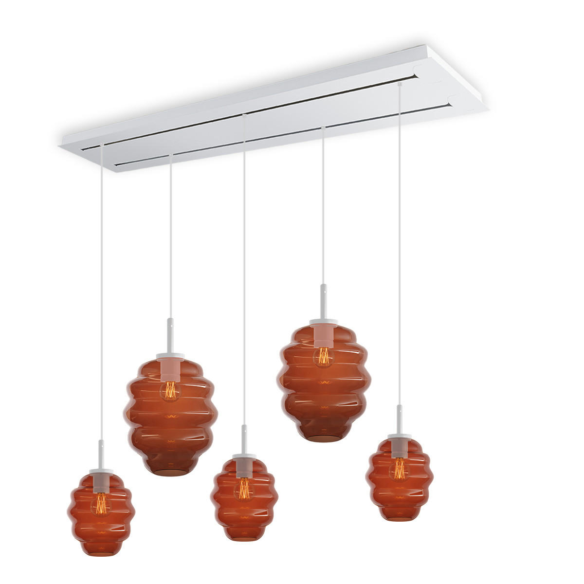 HÄNGELEUCHTE Echos 5-flammig Braun Ø 18/25cm - Braun/Weiß, Glas (18/18/20cm) - s.luce