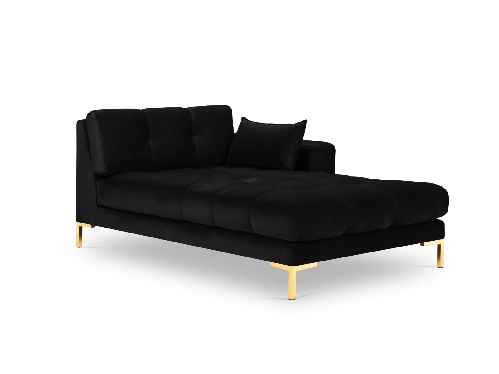 CHAISELONGUE rechts Mamaia aus Samt schwarz - Schwarz, Textil (102/75/185cm) - Micadoni