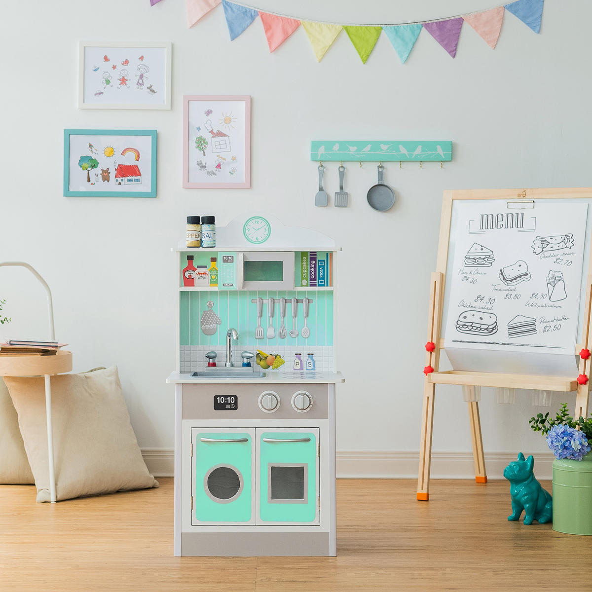 KINDERKÜCHE Spielküche, Grün, 93cm - Grün, Holzwerkstoff (48/32/93cm) - Teamson Kids