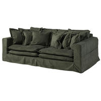 HUSSENSOFA 3-Sitzer 236x138x76 grün KINGSTON - Grün, Textil (236/76/138cm) - Massivmoebel24