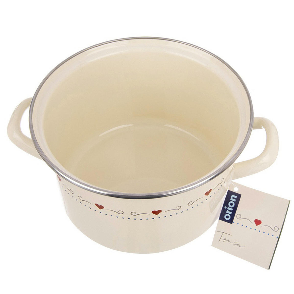 EMAILLIERTOPF Tonca mit Herzmotiv creme - Creme, Metall (16cm) - Orion 