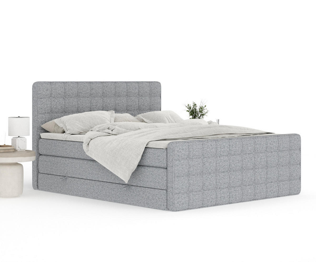 BOXSPRINGBETT Velouria Grau 200/200 cm - Schwarz/Grau, Holz/Holzwerkstoff (200/200cm) - Maison de Reve