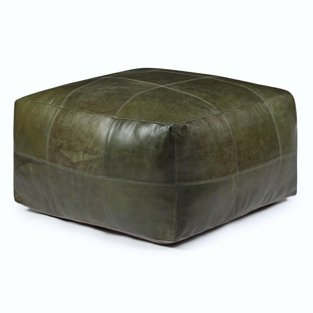 POUF 60/60/45 cm Echtleder Olivgrün - Grün, Leder (60/45/60cm) - Furnhouse