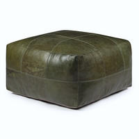 POUF 60/60/45 cm Echtleder Olivgrün - Grün, Leder (60/45/60cm) - Furnhouse
