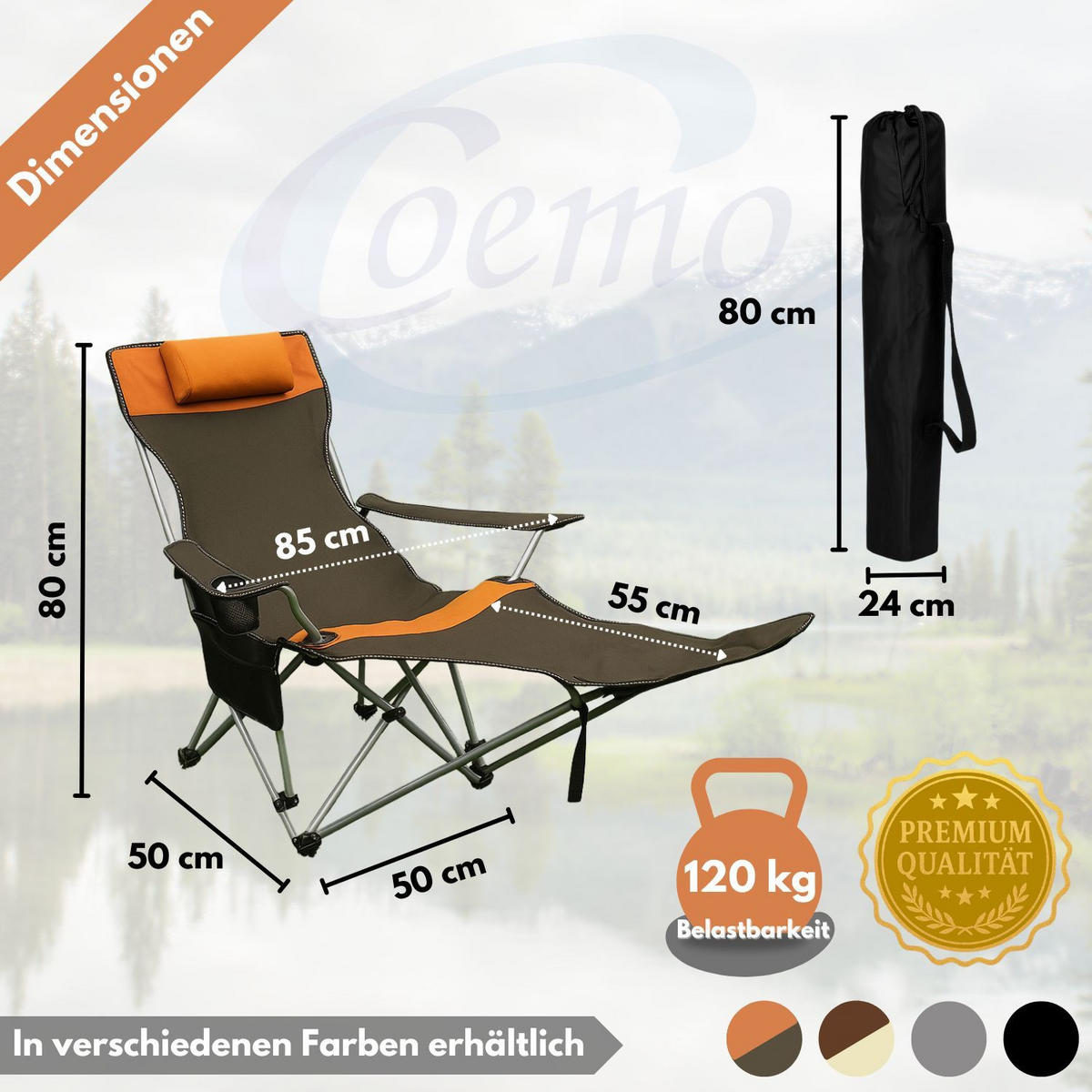 GARTEN LIEGESTUHL klappbar in Braun - Braun, Metall (53/88/156cm) - Coemo