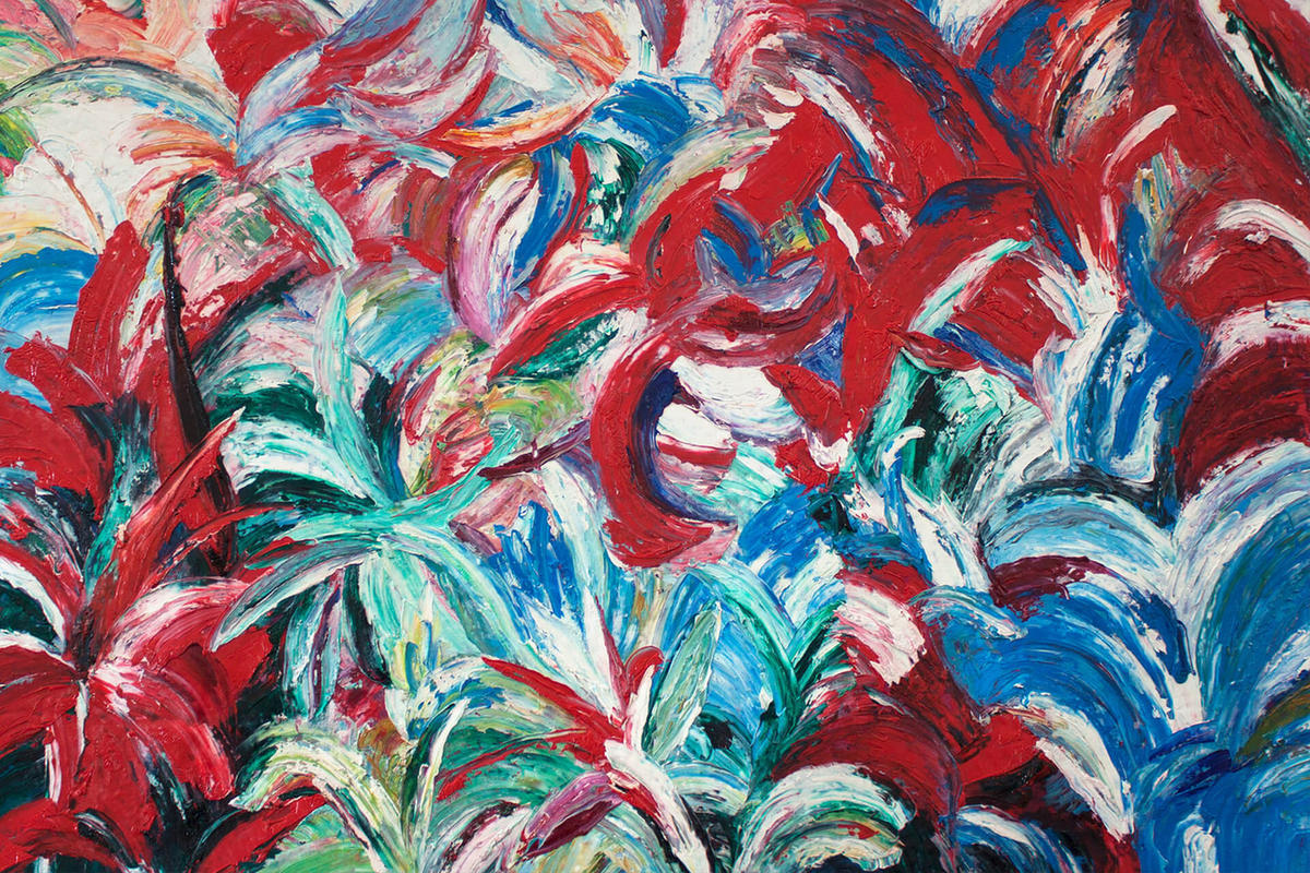 XXL ÖLGEMÄLDE Blau 200/100 cm - Blau/Rot, Textil (200/100cm) - KUNSTLOFT