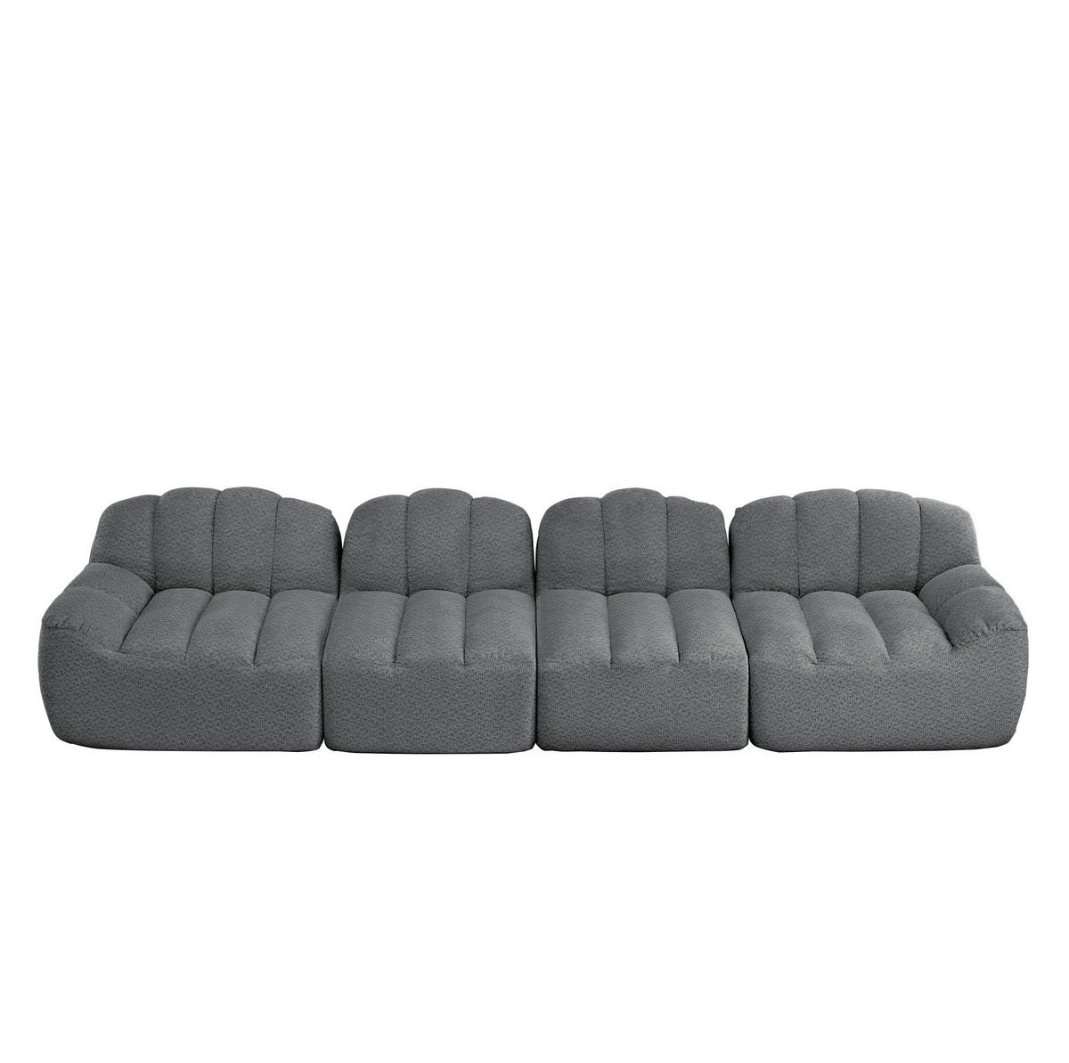 SOFA modular Eckform Granular Fleece Grey - Grau, Kunststoff (104/79/366cm) - Meubliv
