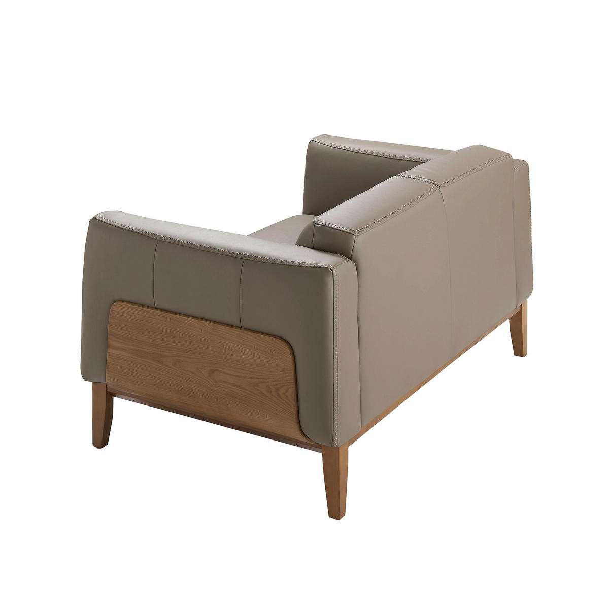 SOFA 2-SITZER Walnuss Nerz 159/92/77 cm - Taupe/Walnussfarben, Leder (159/77/92cm) - ANGEL CERDA
