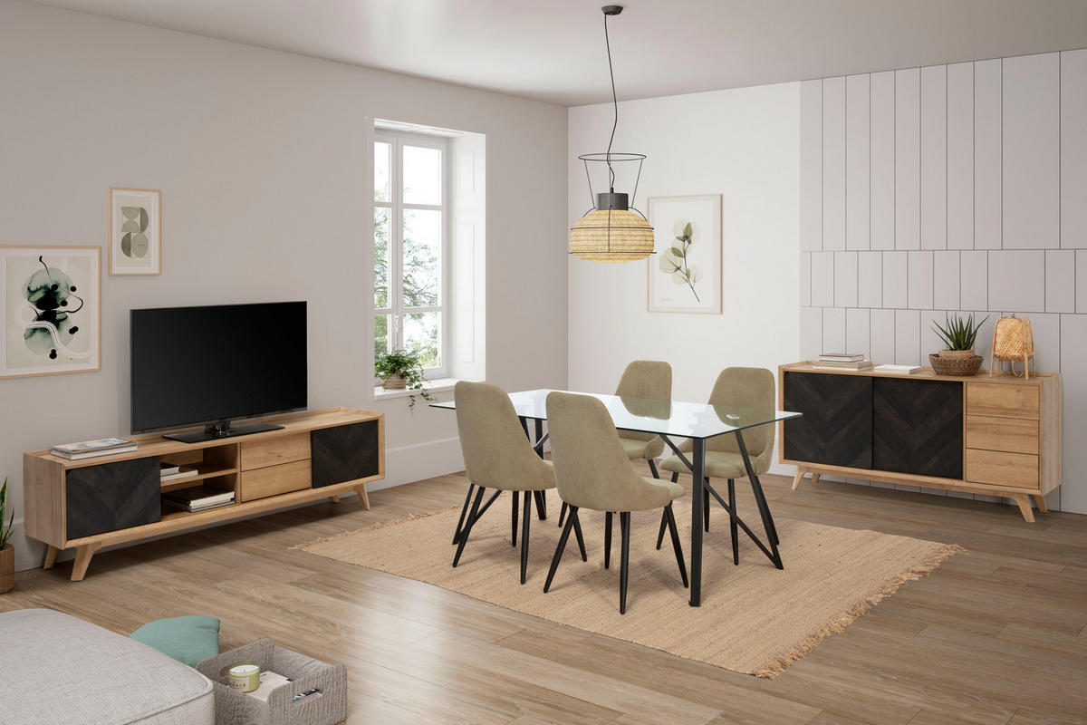 ESSTISCH Gaia Schwarz 160/90/75 cm - Schwarz, Metall (160/90/75cm)