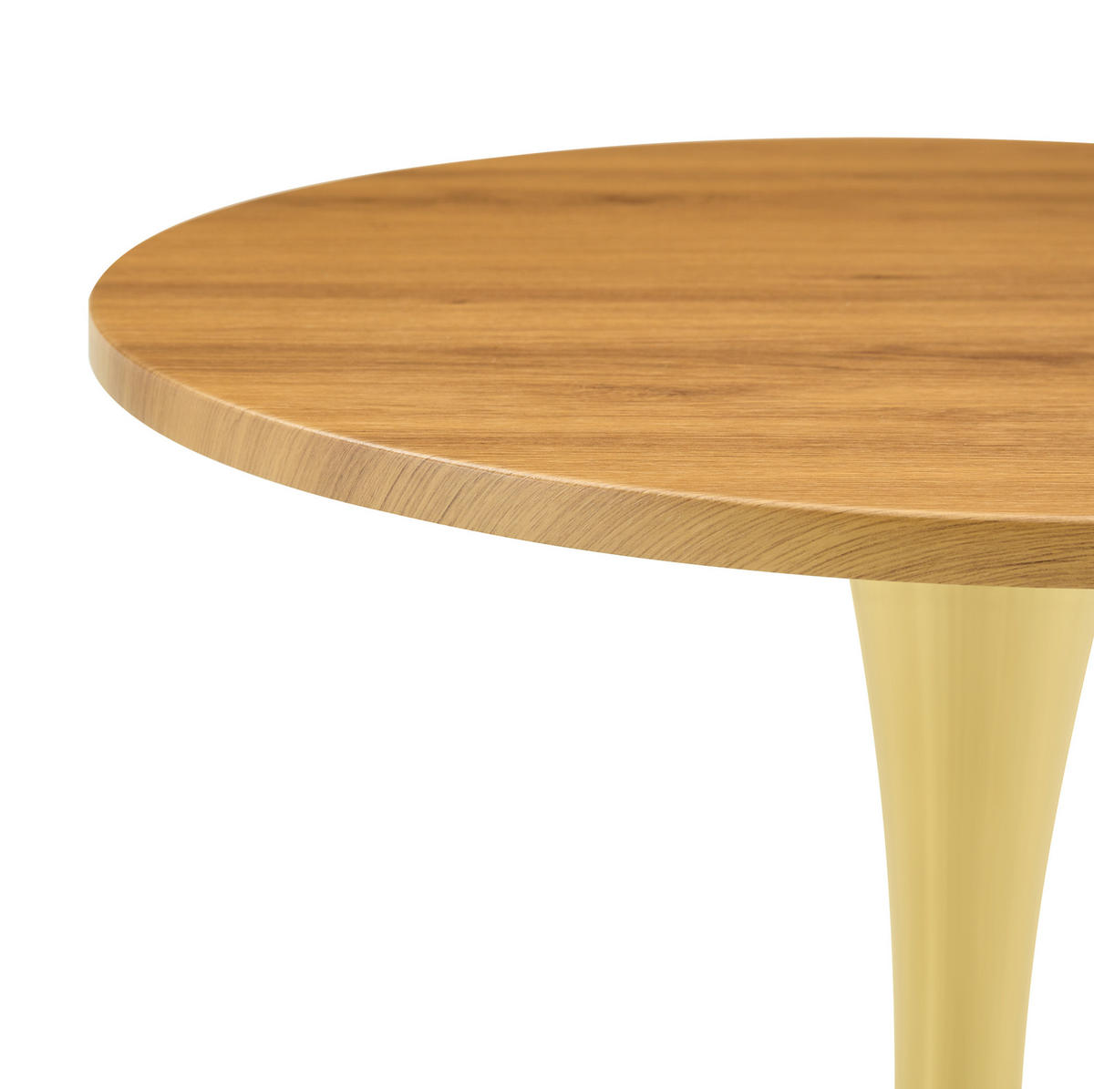 BEISTELLTISCH aus MDF und Metall 60x60x72 cm Gold, Holzoptik mit runder Tischplatte und stabilem Mittelfuß - Schwarz, Holzwerkstoff (60/60/72cm) - Modfu