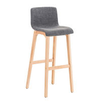 BARHOCKER Stoff hellgrau - Eukalyptusholzfarben/Hellgrau, Holz/Textil (41/101/46cm) - CLP
