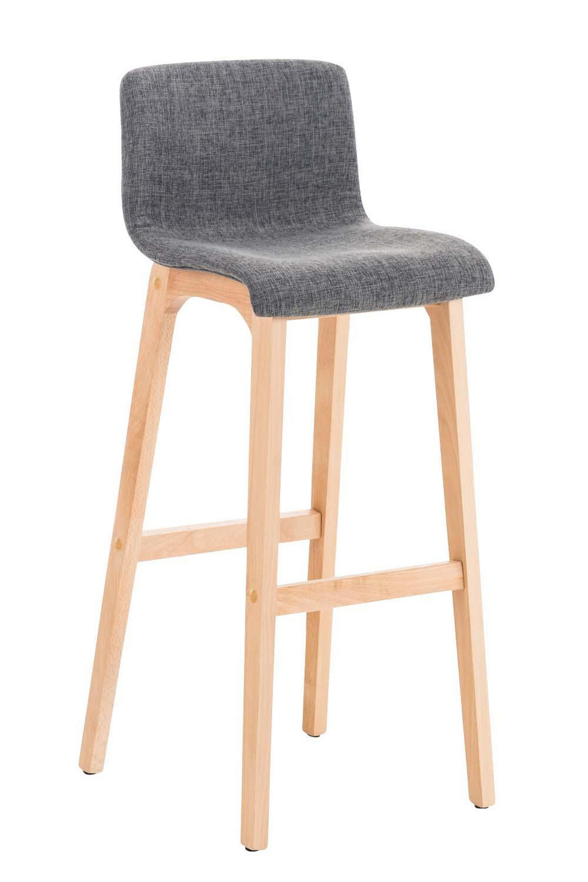 BARHOCKER Stoff hellgrau - Eukalyptusholzfarben/Hellgrau, Holz/Textil (41/101/46cm) - CLP