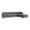 ECKSOFA Chesterfield Lexi Grau Samt, Ottomane rechts - Goldfarben/Grau, Holz/Textil (305/200cm) - S-Style Möbel