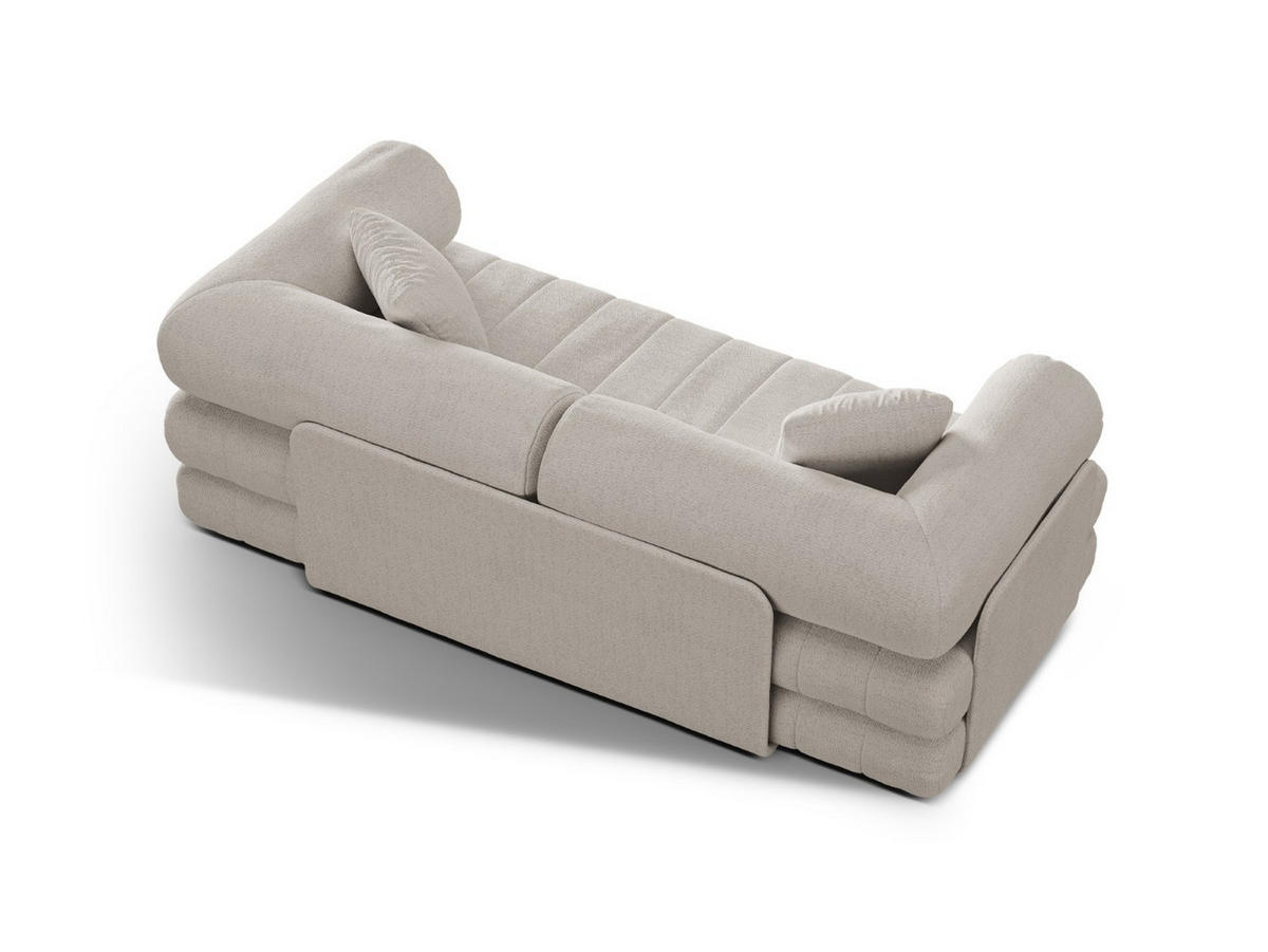 AUSKLAPPBARES-SOFA Kemi aus Boucle leichtes beige 3 Sitzplätze - Creme, Textil (95/70/206cm) - Cosmopolitan Design