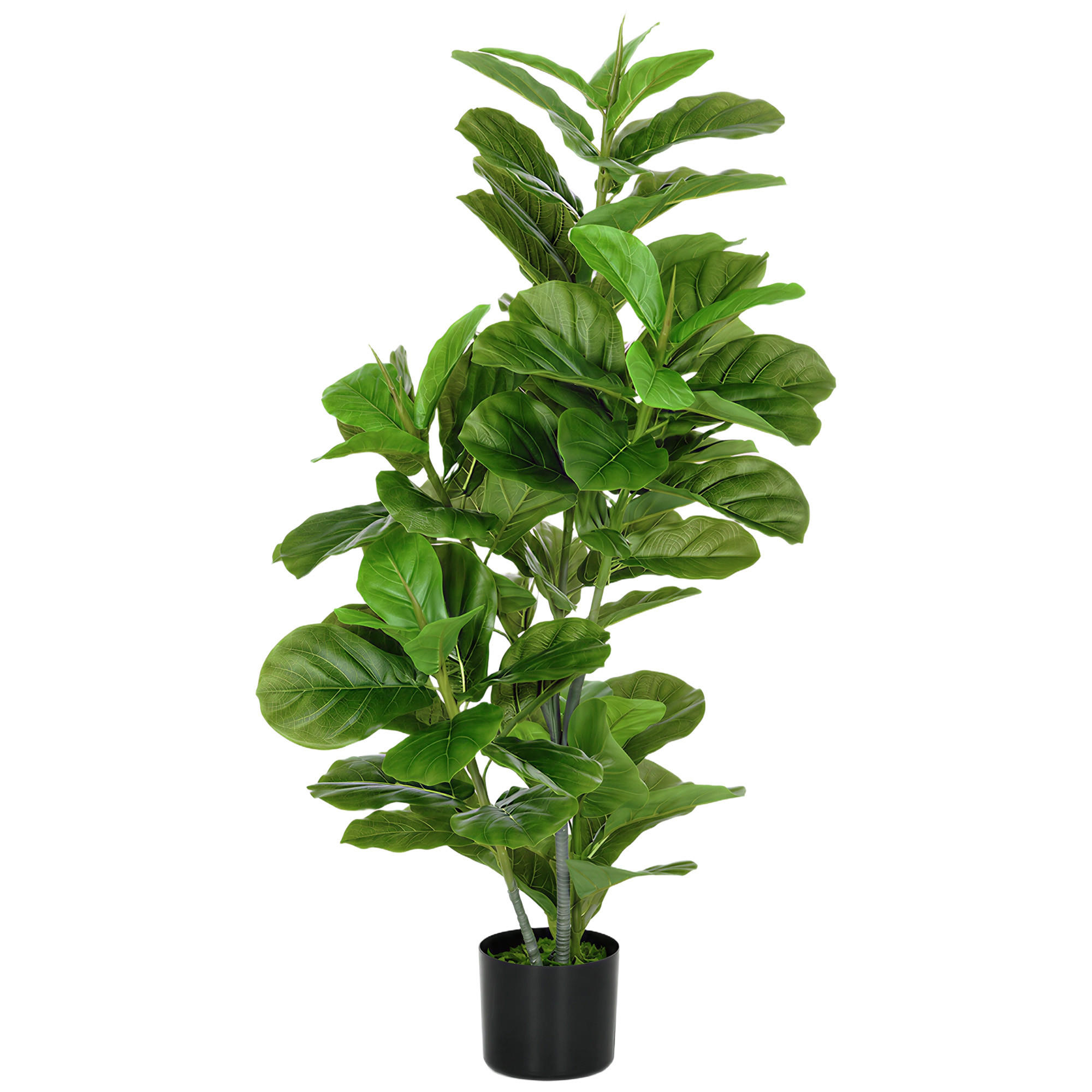 KUNSTPFLANZE, Künstliche Ficus-Pflanze 110 cm, mit Topf & Blättern, für Wohnzimmer, Grün - Multicolor, Kunststoff (110cm) - FORIOUS