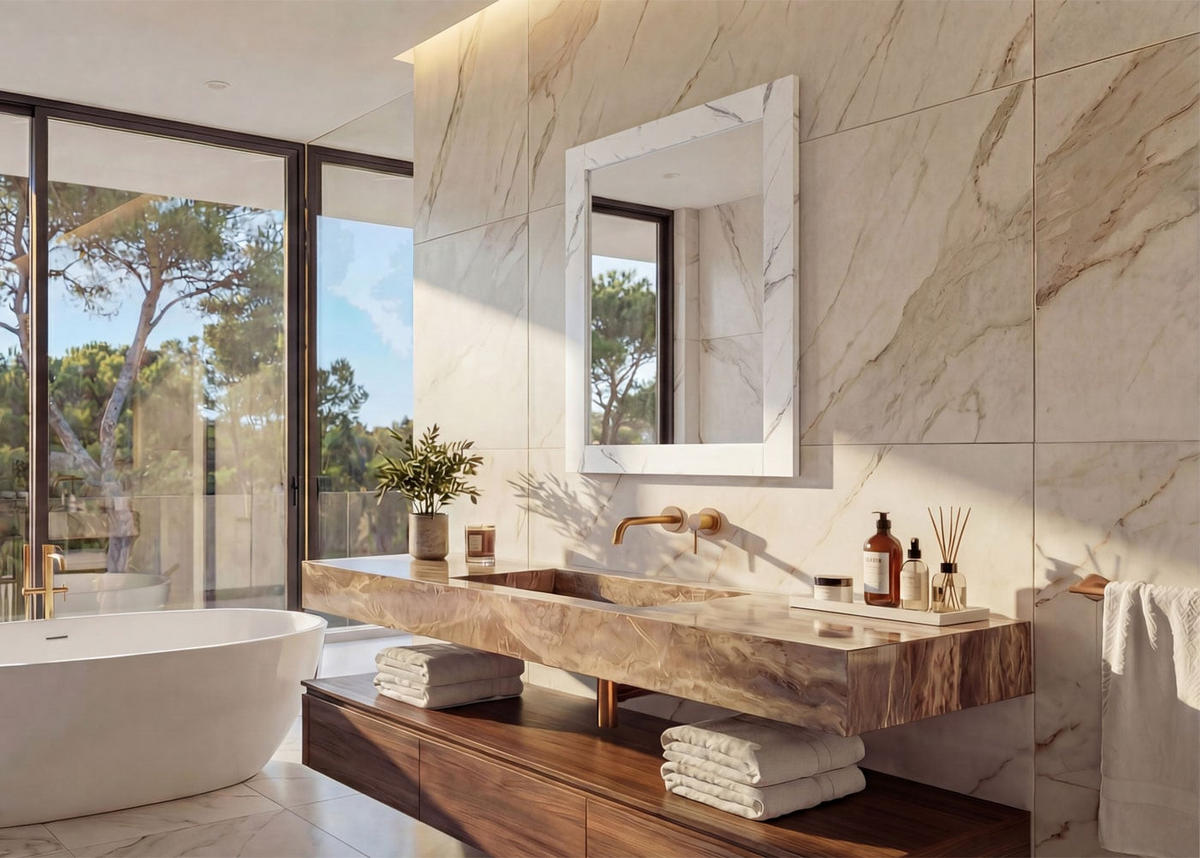 WANDSPIEGEL Marmor Weiß Dekor - Hellgrau/Weiß, Holzwerkstoff (52/72/2cm) - MCW