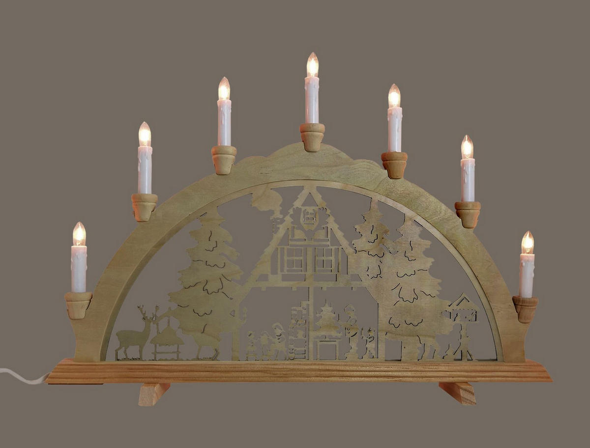 SCHWIBBOGEN Waldhaus 7-flammig - Multicolor, Holz (0.1/1/0.1cm) - Dekoteam24