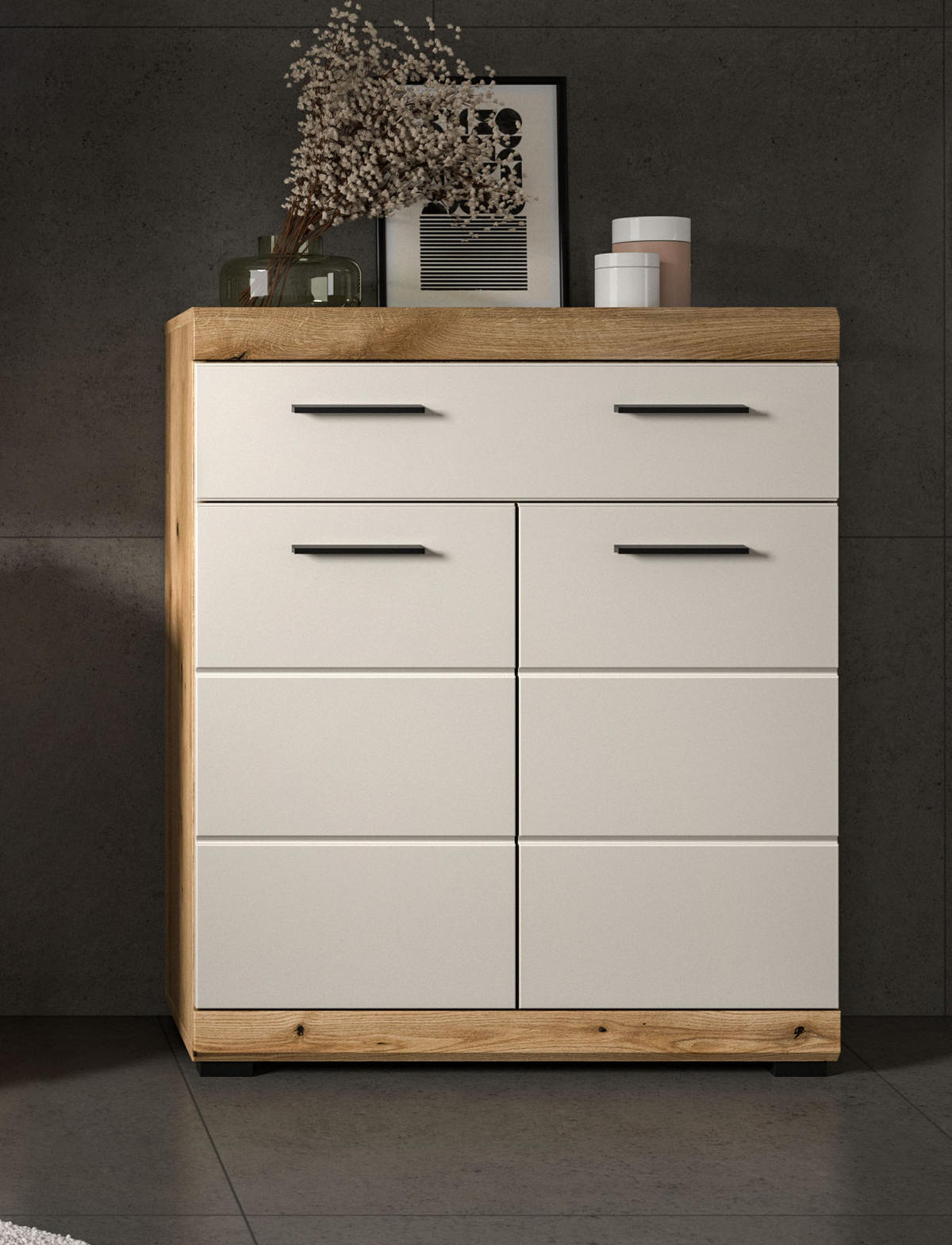 BADKOMMODE Sand Kashmir, Evoke Eiche, Badschrank mit viel Stauraum - Kaschmir/Eichefarben, Holzwerkstoff/Kunststoff (74/88/31cm) - Inn.Furn