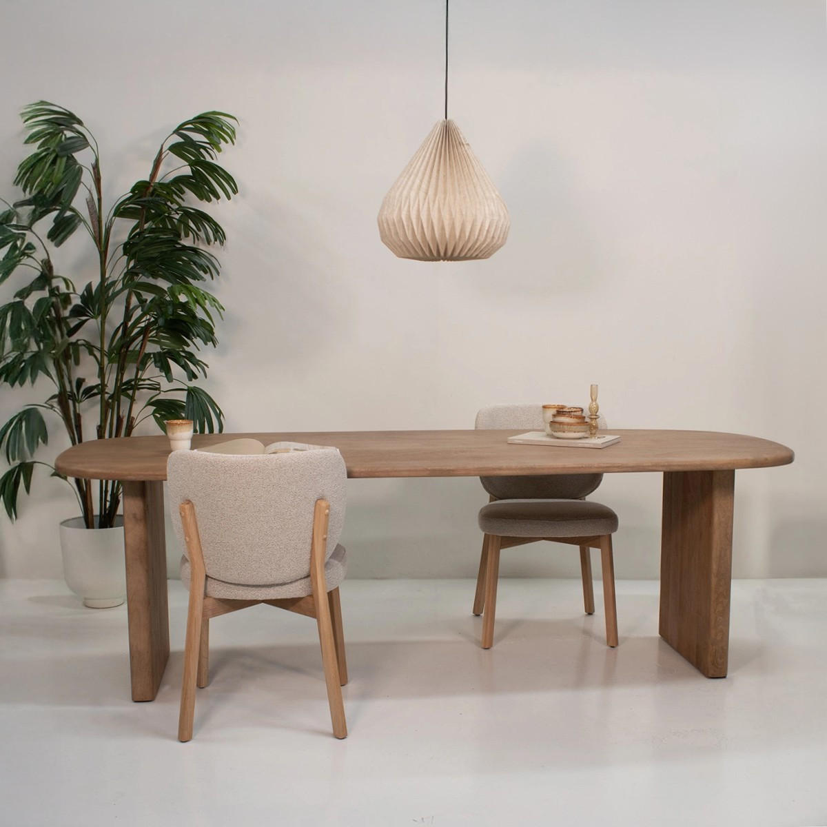 ESSTISCH oval aus Mangoholz 240cm, natürlich - Braun, Holz (240/240/77cm) - Giga Meubel