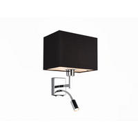 WANDLAMPE mit Schalter & Leselampe Schwarz, Höhe 31cm - Schwarz, Textil/Metall (25/31/24cm) - meineWunschleuchte