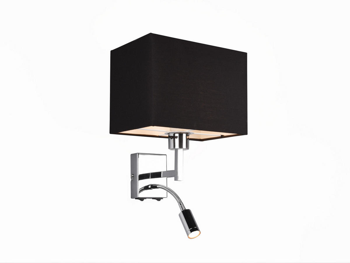 WANDLAMPE mit Schalter & Leselampe Schwarz, Höhe 31cm - Schwarz, Textil/Metall (25/31/24cm) - meineWunschleuchte