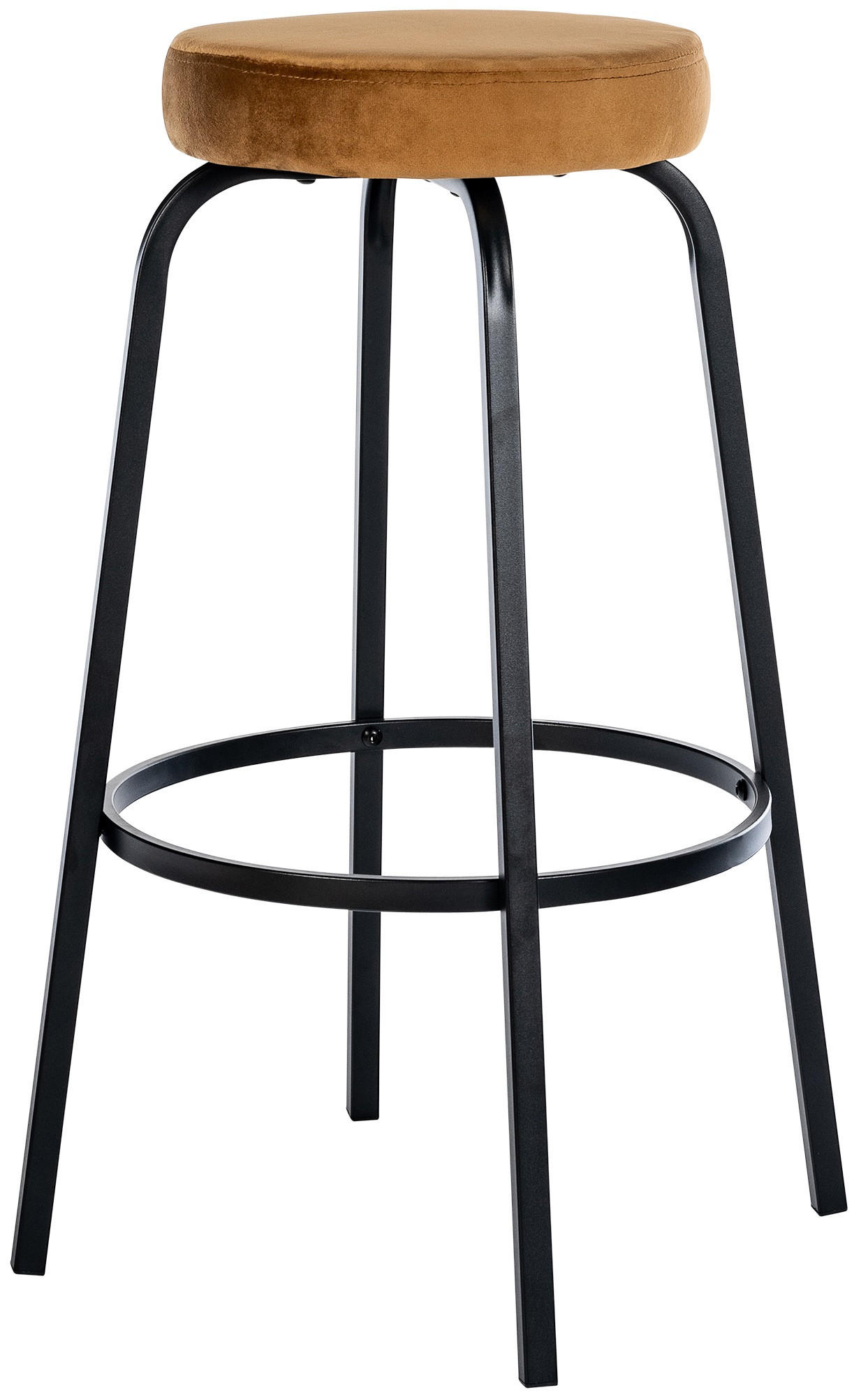BARHOCKER Samt coffee - Schwarz/Braun, Textil/Metall (41/78/41cm) - CLP