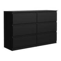 KOMMODE NUDO 138,5/78,5/39cm mit 6 Schubladen Türen Schwarz - Schwarz, Holzwerkstoff (138.5/78.5/39cm) - MASSENO