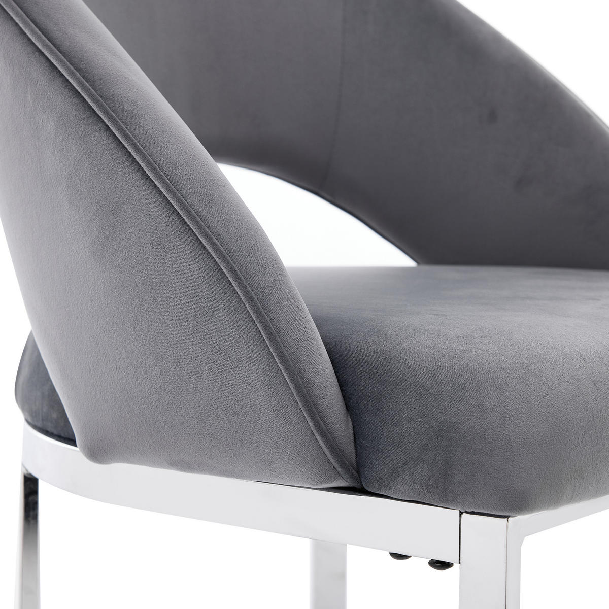 ESSZIMMERSTÜHLE 2er-Set Samt Silber Metall Grau - Silberfarben/Grau, Textil (59/80/56cm) - FLIEKS