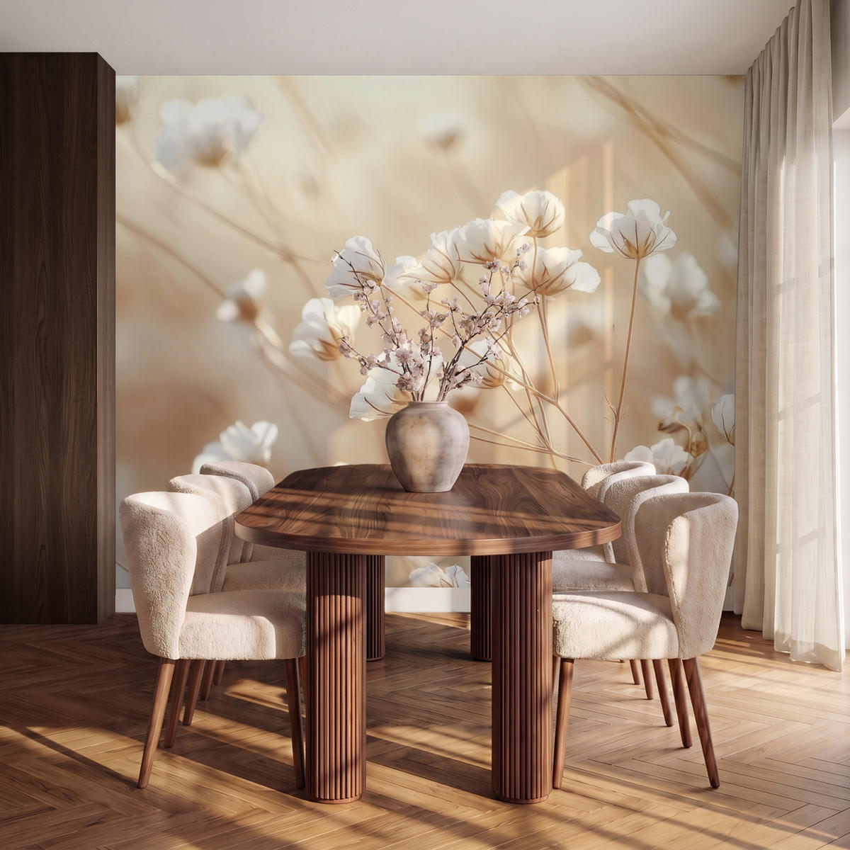 TAPETE - Wild - Blumen - Weiß - 280x220 cm - Creme, Papier (280/220cm) - OnlyWow