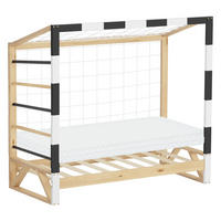 KINDERBETT Fußballtor mit Matratze 70 x 140 cm Schwarz-Weiß Kiefernholz - Naturfarben, Holz (70/150cm) - ML-DESIGN