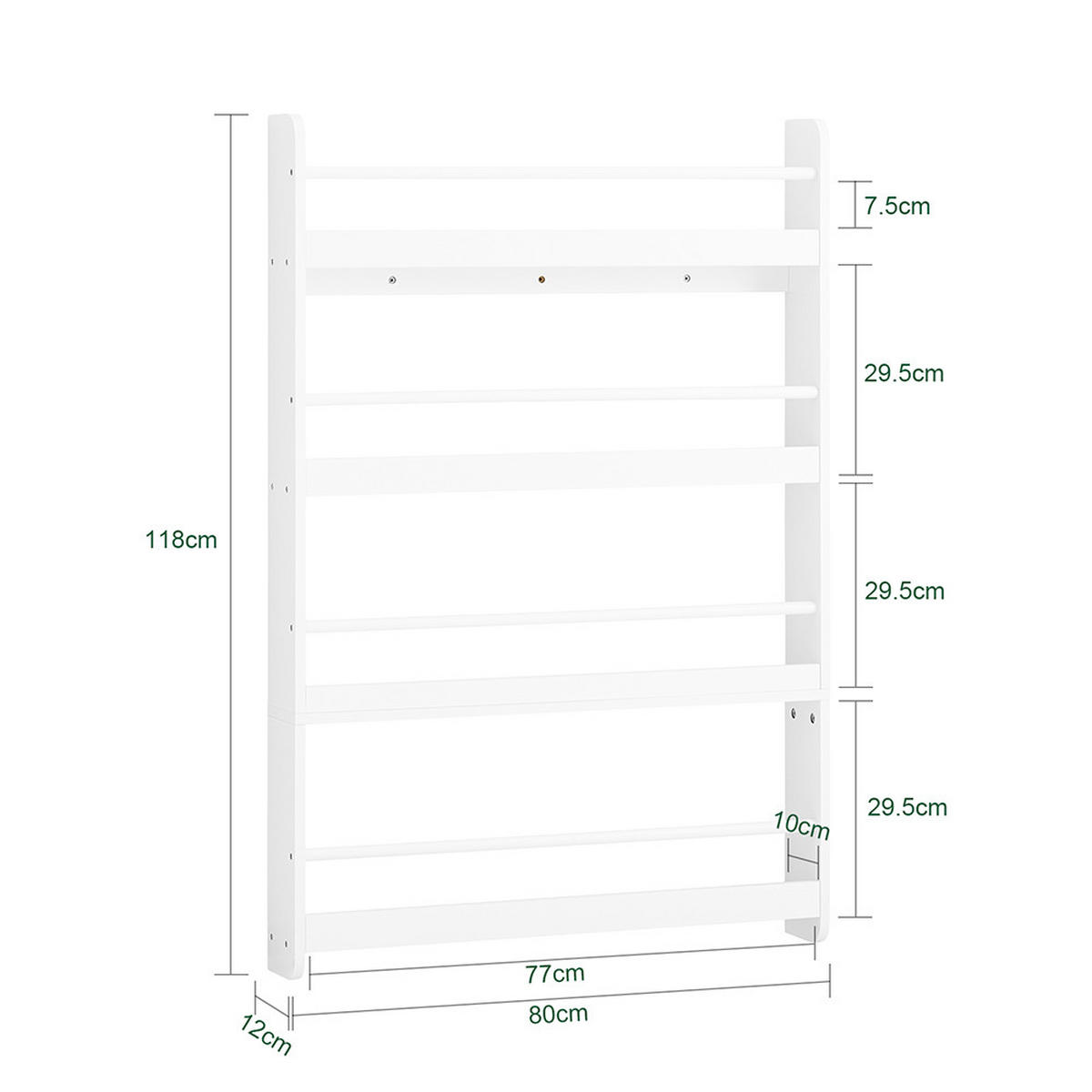 KINDERREGAL mit 4 Fächern Weiß 80x12x118cm Funktional - Weiß, Holzwerkstoff (12/118/80cm) - SoBuy