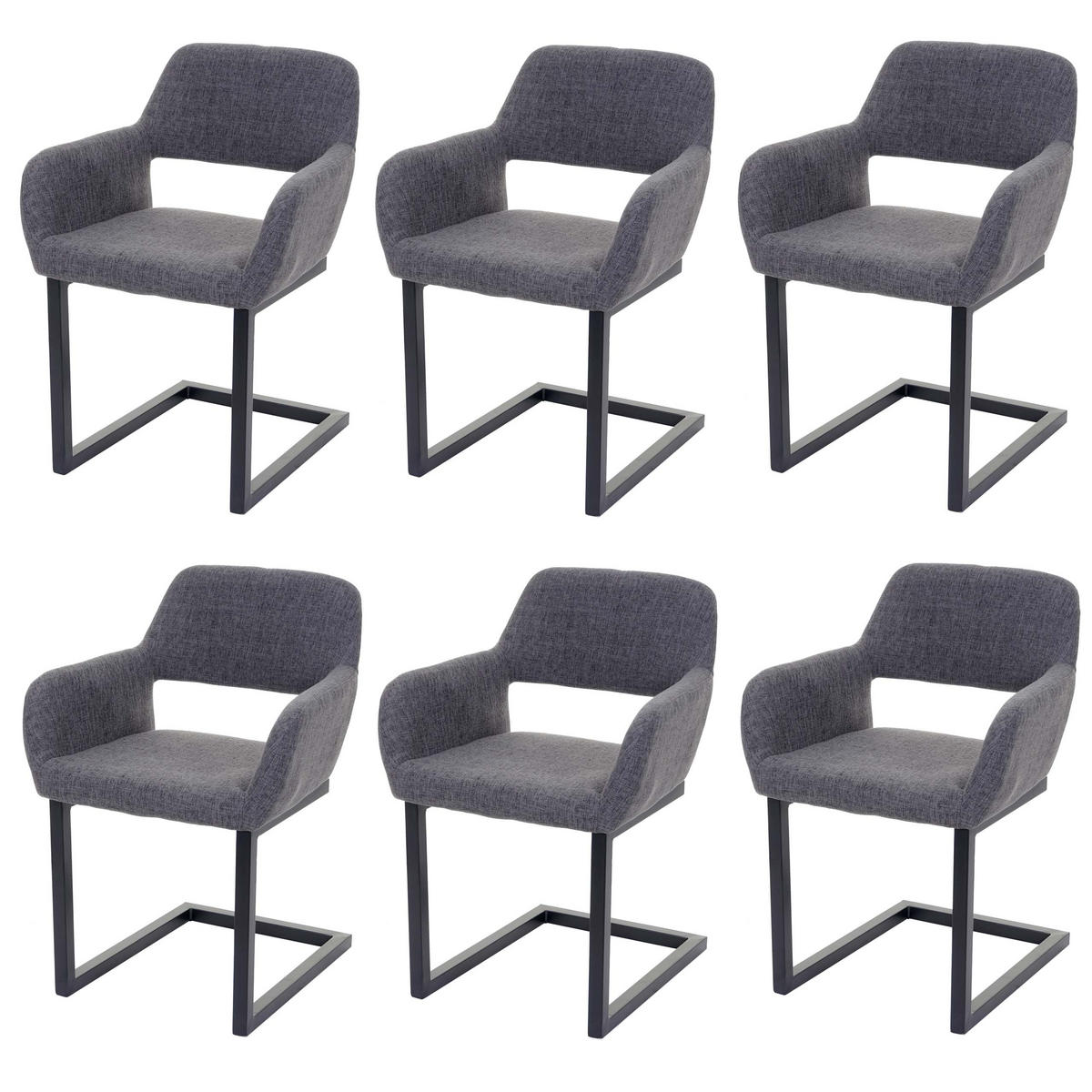 ESSZIMMERSTUHL Anthrazit 6er-Set - Anthrazit, Textil (58/80/55cm) - MCW