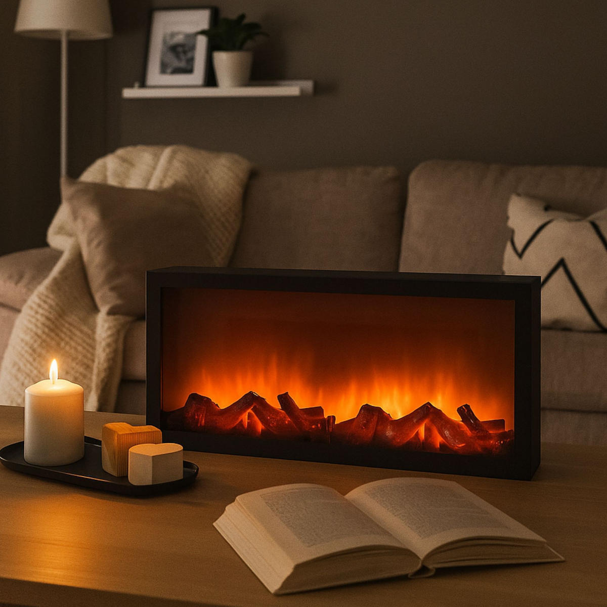 KAMIN 57/11/25 cm - Schwarz, Kunststoff (11/25/57cm) - Home Styling Collection