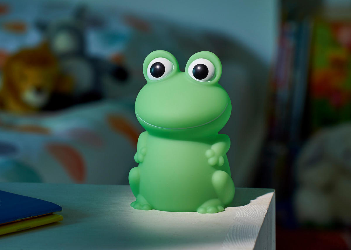 LED-NACHTLICHT für Kinder - Frosch mit Akku-Ladestation und Dämmerungssensor, 2 Helligkeitsstufen - Grün, Kunststoff (6.5/7/11cm) - Northpoint