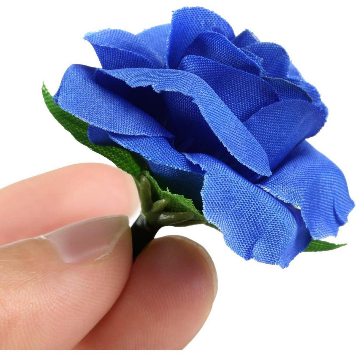 KÜNSTLICHE Blumenköpfe 50 Stück Set Blau 4 cm - Blau, Textil (3.5cm)