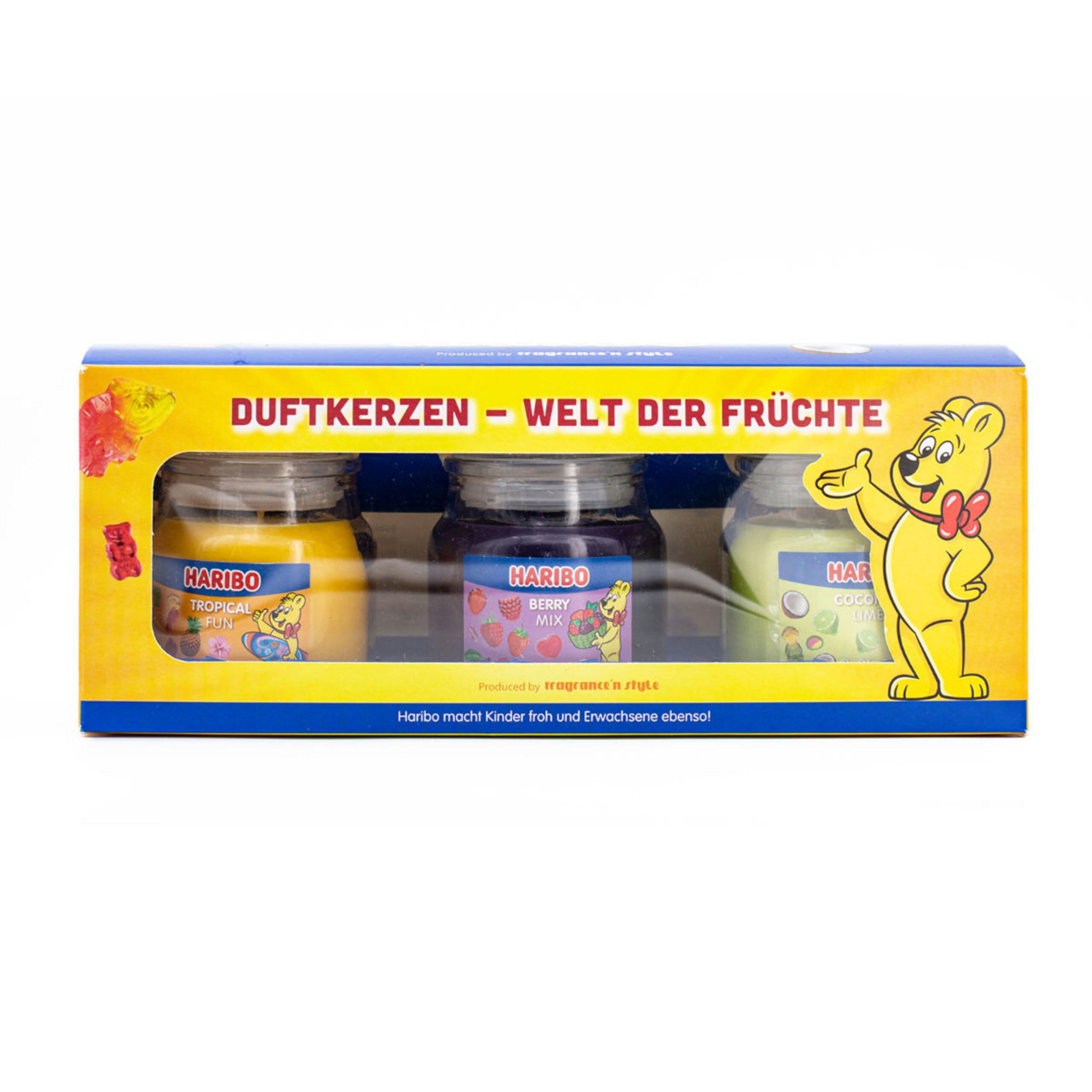 DUFTKERZEN-GESCHENKSET Haribo - Dunkelrot, Glas/Naturmaterialen (9cm)