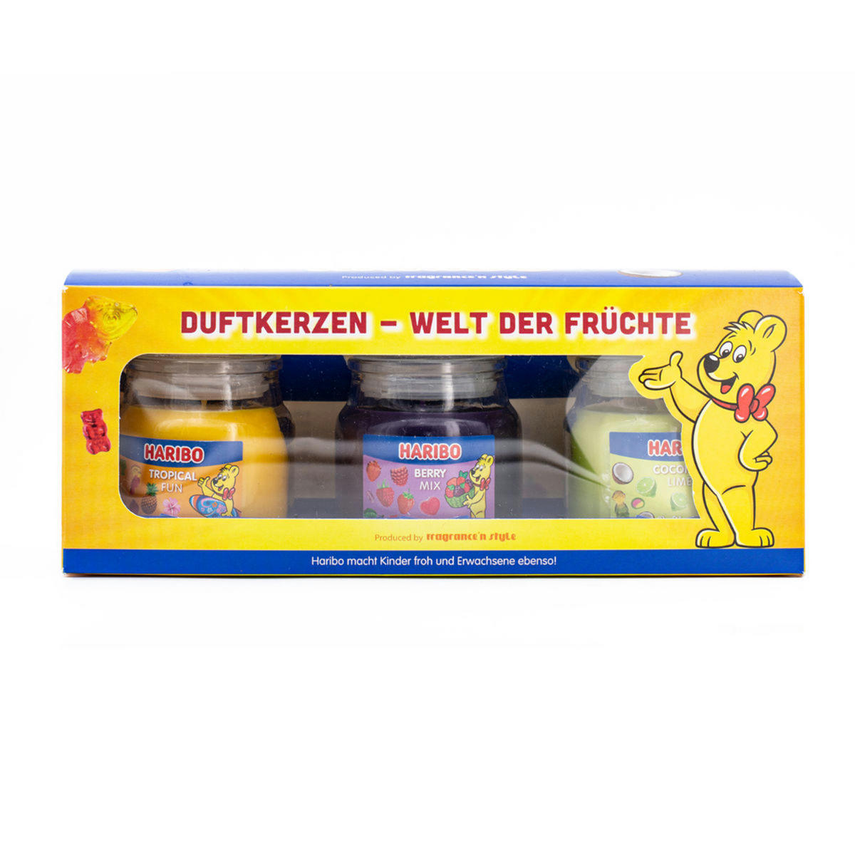 DUFTKERZEN-GESCHENKSET Haribo - Dunkelrot, Glas/Naturmaterialen (9cm)