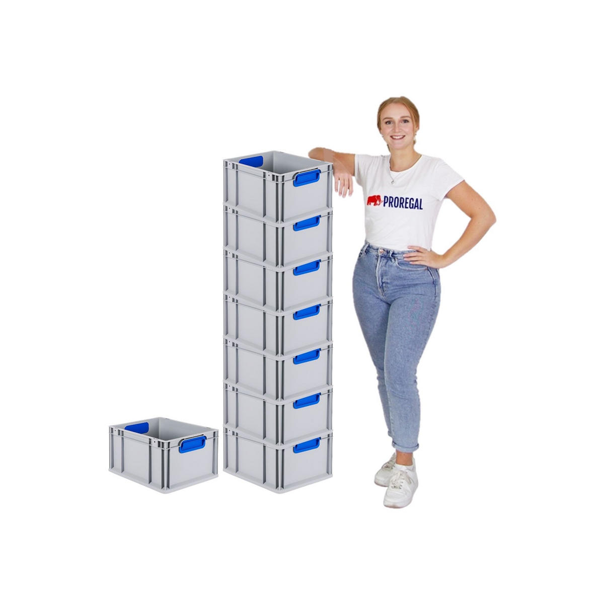EUROBOX 8x Nextgen Color Mit Auflagedeckel 22x30x40cm Griffe Blau Geschlossen - Blau, Kunststoff (30/22/40cm) - PROREGAL