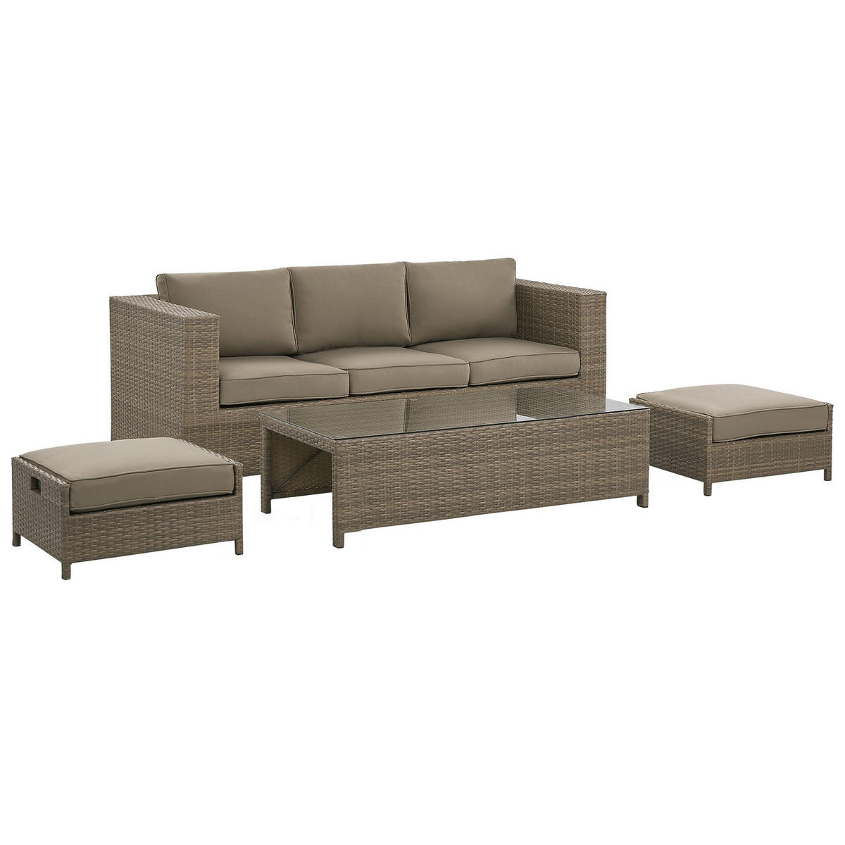 LOUNGE-SET 5-Sitzer Braun Belluno - Braun, Kunststoff - Beliani
