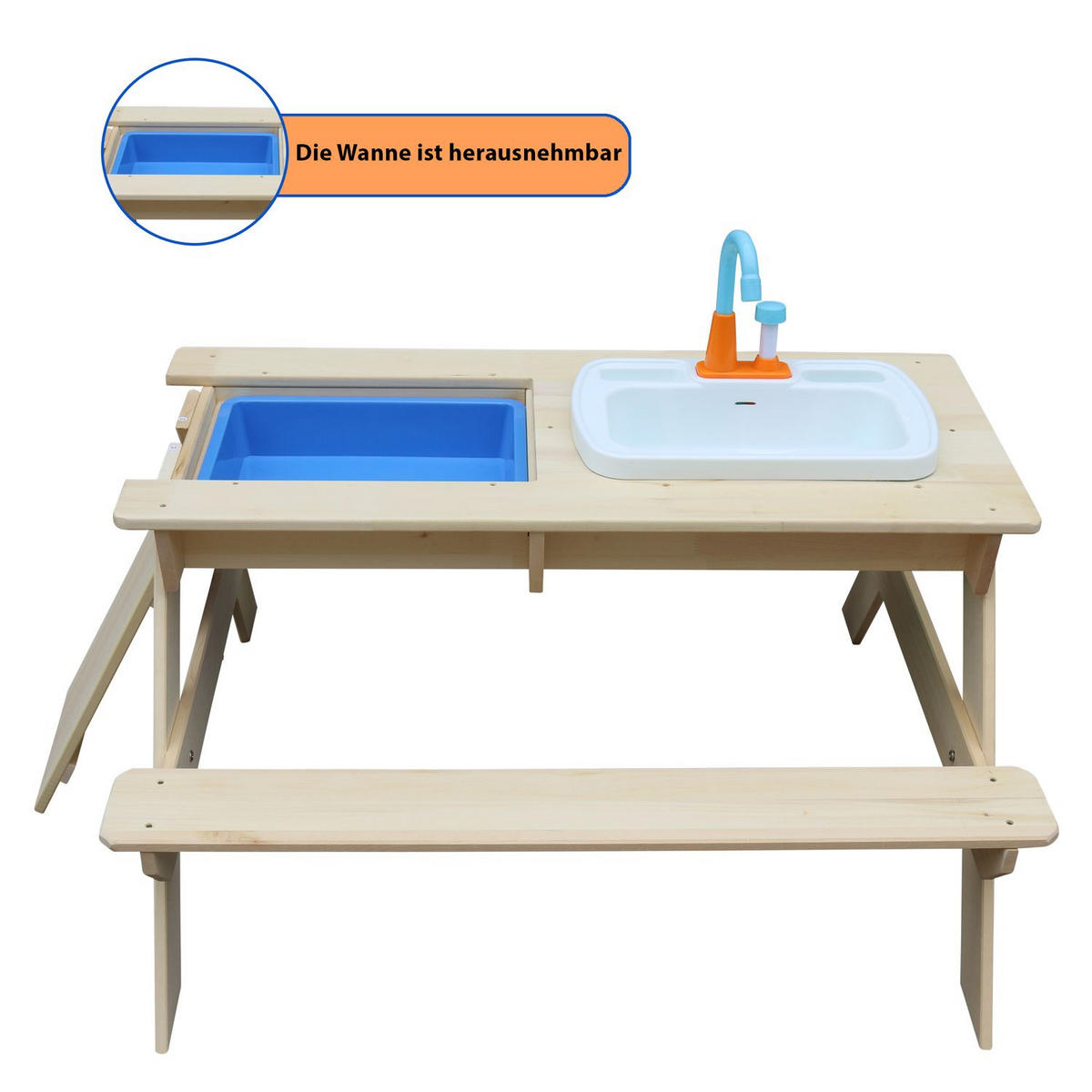 KINDERSITZGARNITUR ROBIN Holz mit Matschtisch - Naturfarben, Holz - Coemo