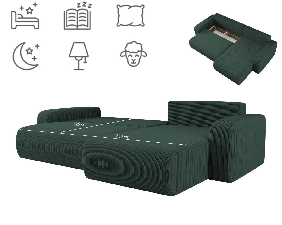 Thumbnail - Kaiser Möbel Schlafsofa, Grün, Holz, 274x82x145 cm, Wohnzimmer, Sofas & Couches, Schlafsofas