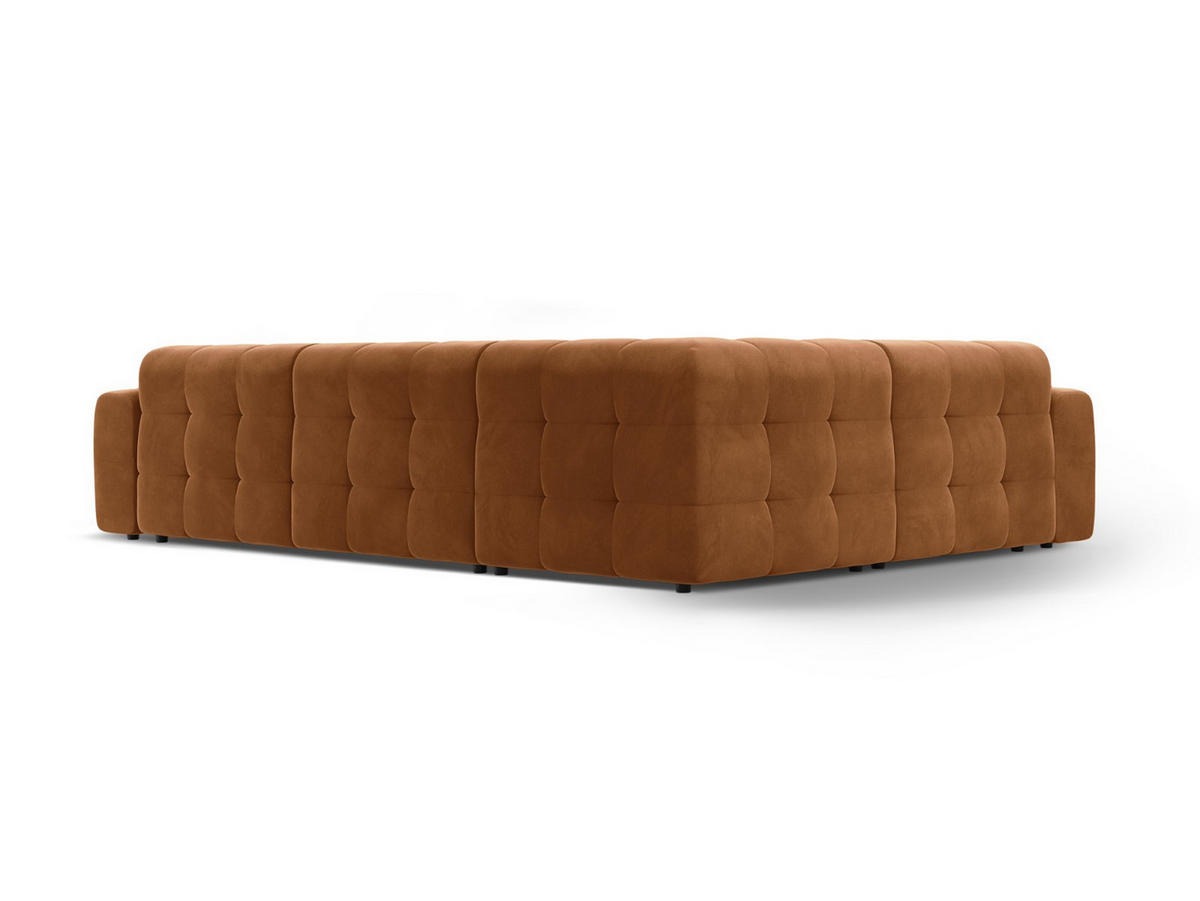 ECKSOFA links Kendal aus Samt kamel 6 Sitzplätze - Hellbraun, Textil (231/332cm) - Micadoni