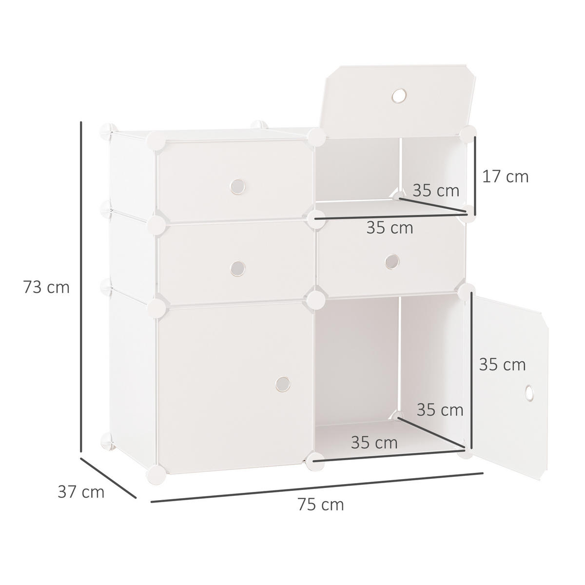 SCHUHSCHRANK, Kunststoff, Stahl, Weiß - Weiß, Kunststoff (37/73/75cm) - HOMCOM