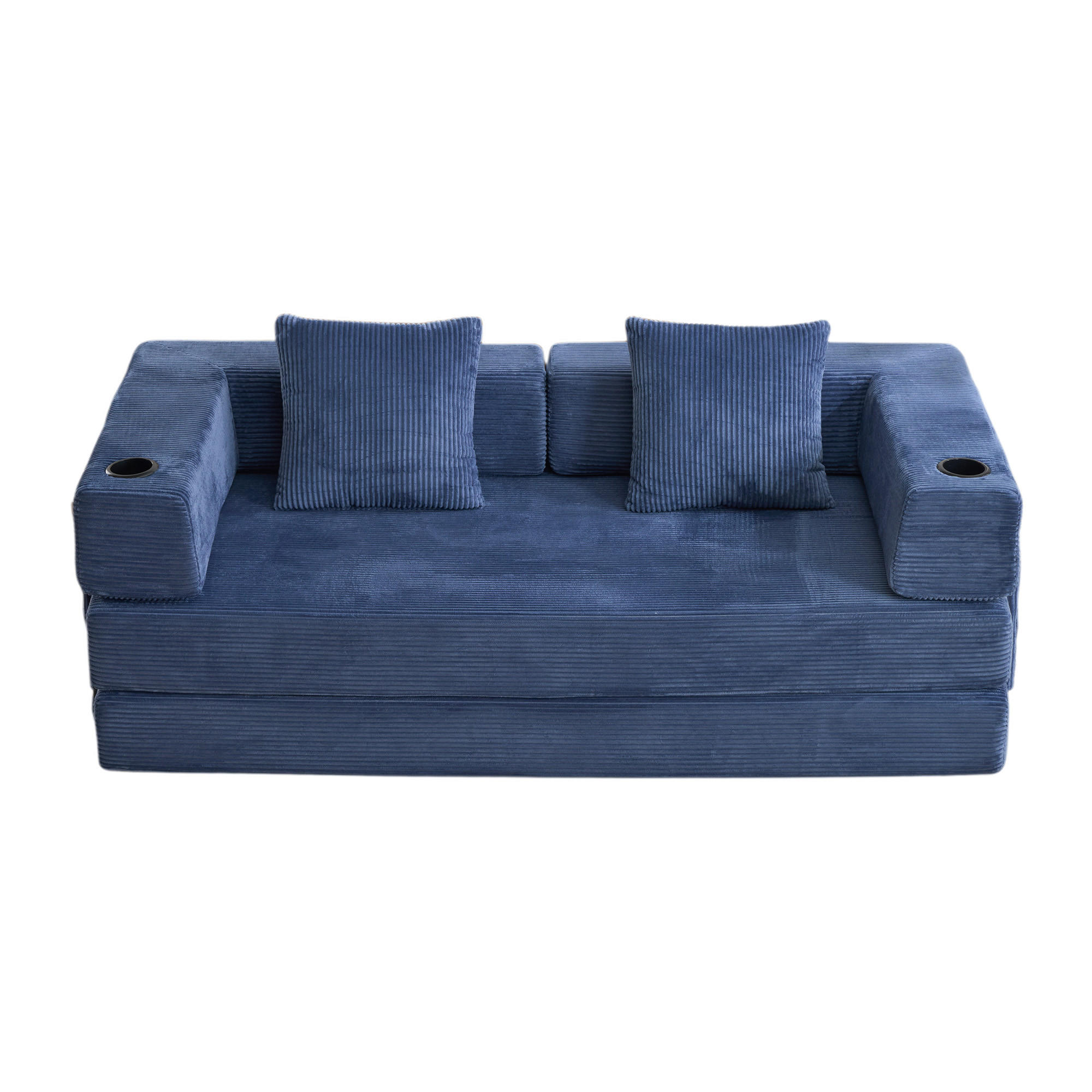 SCHLAFSOFA DE-33515 faltbar mit Becherhalter Dunkelblau - Dunkelblau, Textil (185/60/92.5cm) - ComfortXL