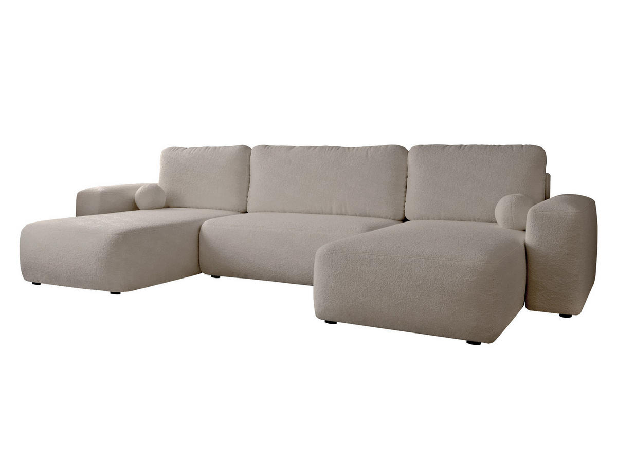 WOHNLANDSCHAFT Filo U - Beige/Schwarz, Holz/Kunststoff (374/94/177cm) - MIRJAN24