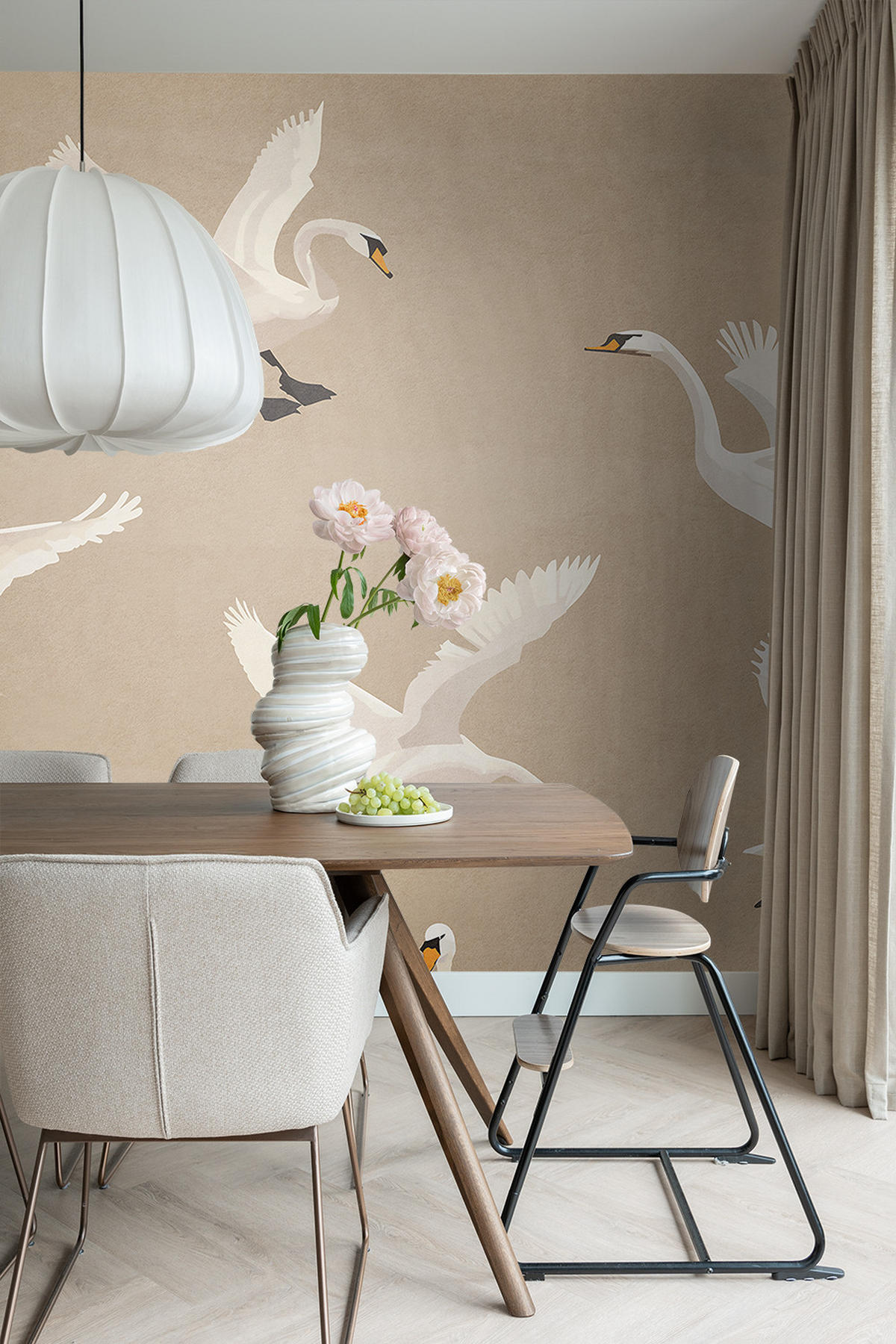 FOTOTAPETE Schwäne 300 x 279 cm - Beige, Papier (300/279cm) - ESTAhome