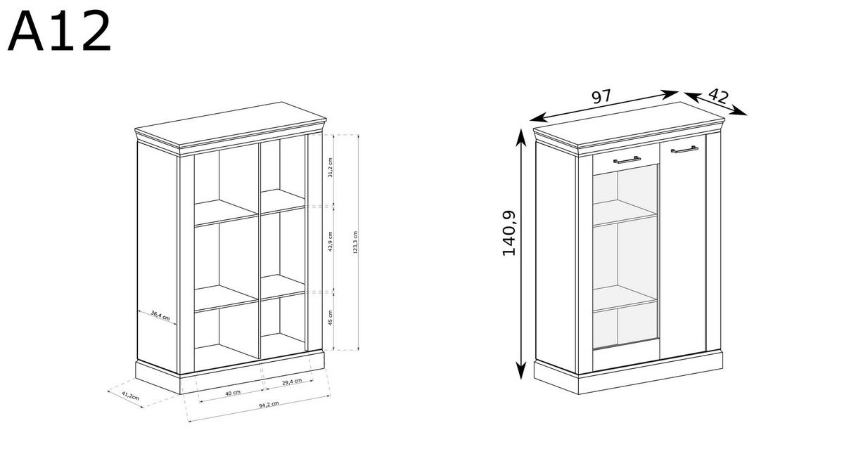 VITRINE Antica New AN-12 97 x 140,5 x 42 cm Kraft Gold - Wildeiche, Holzwerkstoff/Metall (97/140.5/42cm) - Koseto