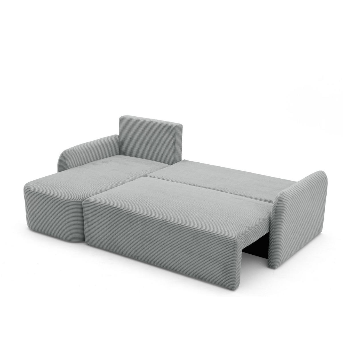 ECKSOFA CASPER L Links mit Schlaffunktion 132x198 Cord Grau - Schwarz/Grau, Holz/Kunststoff (217/145cm) - NACANAPA